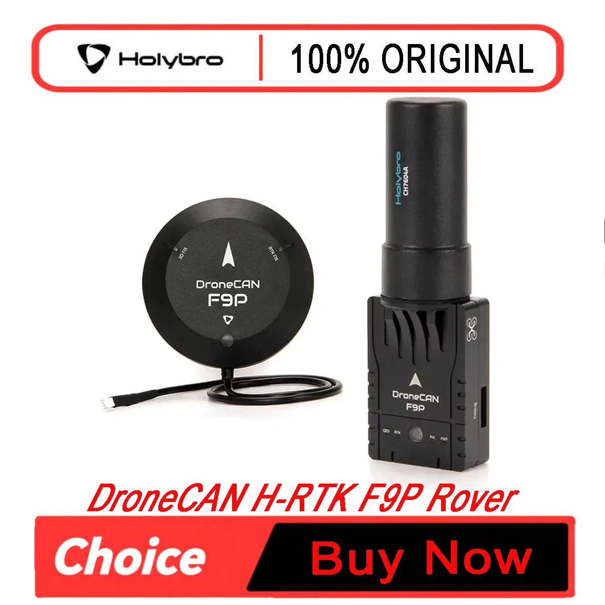 Holybro DroneCAN H-RTK F9P GNSS Module 2025 | Helical Antenna | Centimeter Precision for Pixhawk Flight Controller