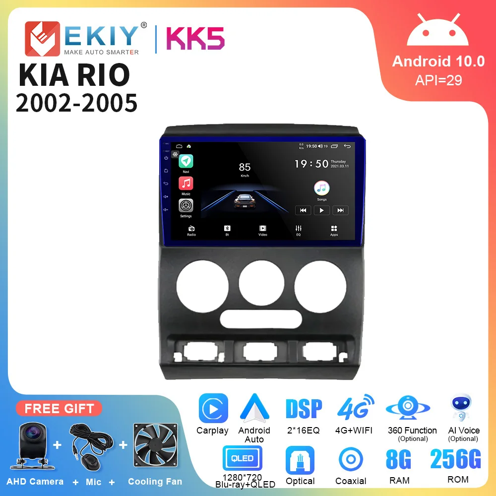 

EKIY KK5 For KIA RIO 2002 2003 2004 2005 Android 10 Car Radio Player Android GPS Navigation Stereo Auto Wireless Carplay 2 Din