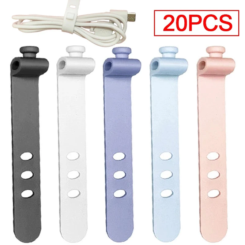 

1-20PCS Silicone Cable Winder Organizer Clips Phone Charging Wire Cord Management Buckle Straps Earphone Line Storge Holder Clip