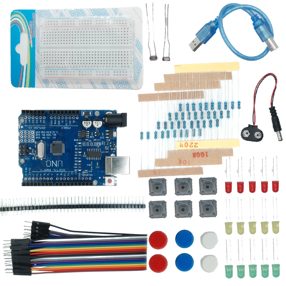 Kit de Inicio para UNO R3, Mini Placa de Pruebas, LED, Cable de Conexión, Botón para Arduino, Kit de Bricolaje, Educación Escolar, Laboratorio