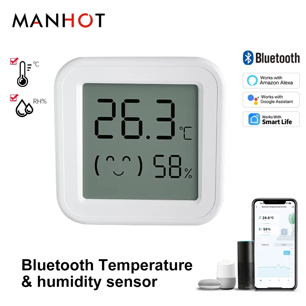 Smart Bluetooth Temperature And Humidity Sensor LCD Digital Display Indoor Hygrometer Thermometer Work For Alexa Google Home