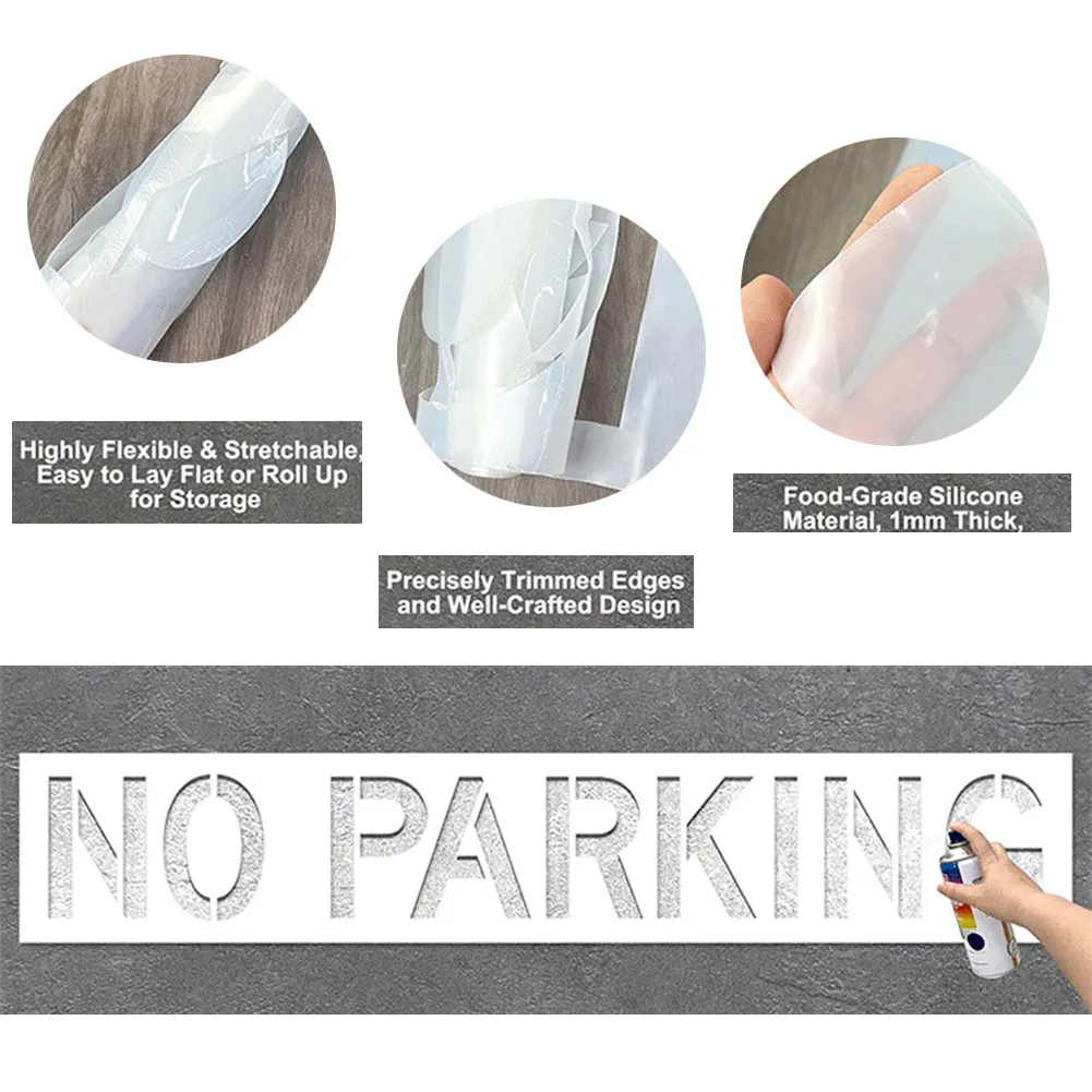 

12in Tall Letter No Parking Stencil Foldable Silicone Template for Asphalt Concrete Curbs Sidewalks Fire Lane Marking Reusable