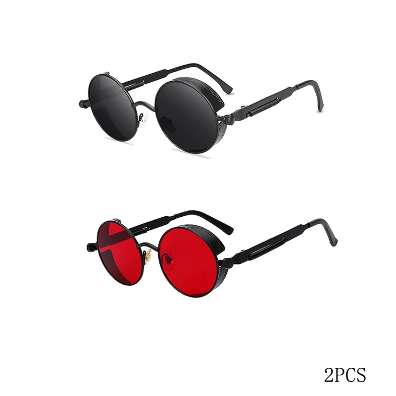 VABBON Klassische Gothic Steampunk Sonnenbrille Männer Frauen Marke Designer Vintage Runde Metall Rahmen Sonnenbrille Hohe Qualität UV400 5