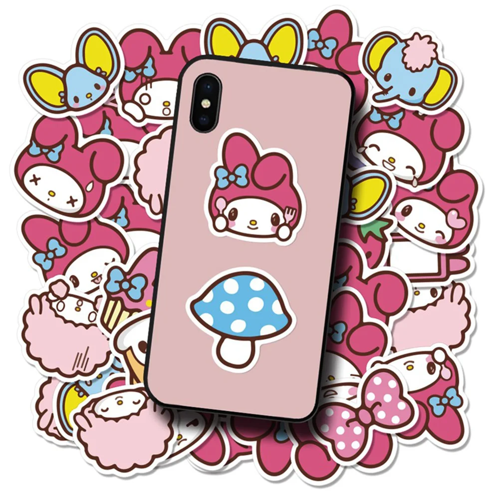 10/20/40pcs Cartoon Kawaii Melody Stickers ragazze Sanrio Anime Sticker per bagagli Scrapbooking Wall Bike estetica decalcomanie regalo