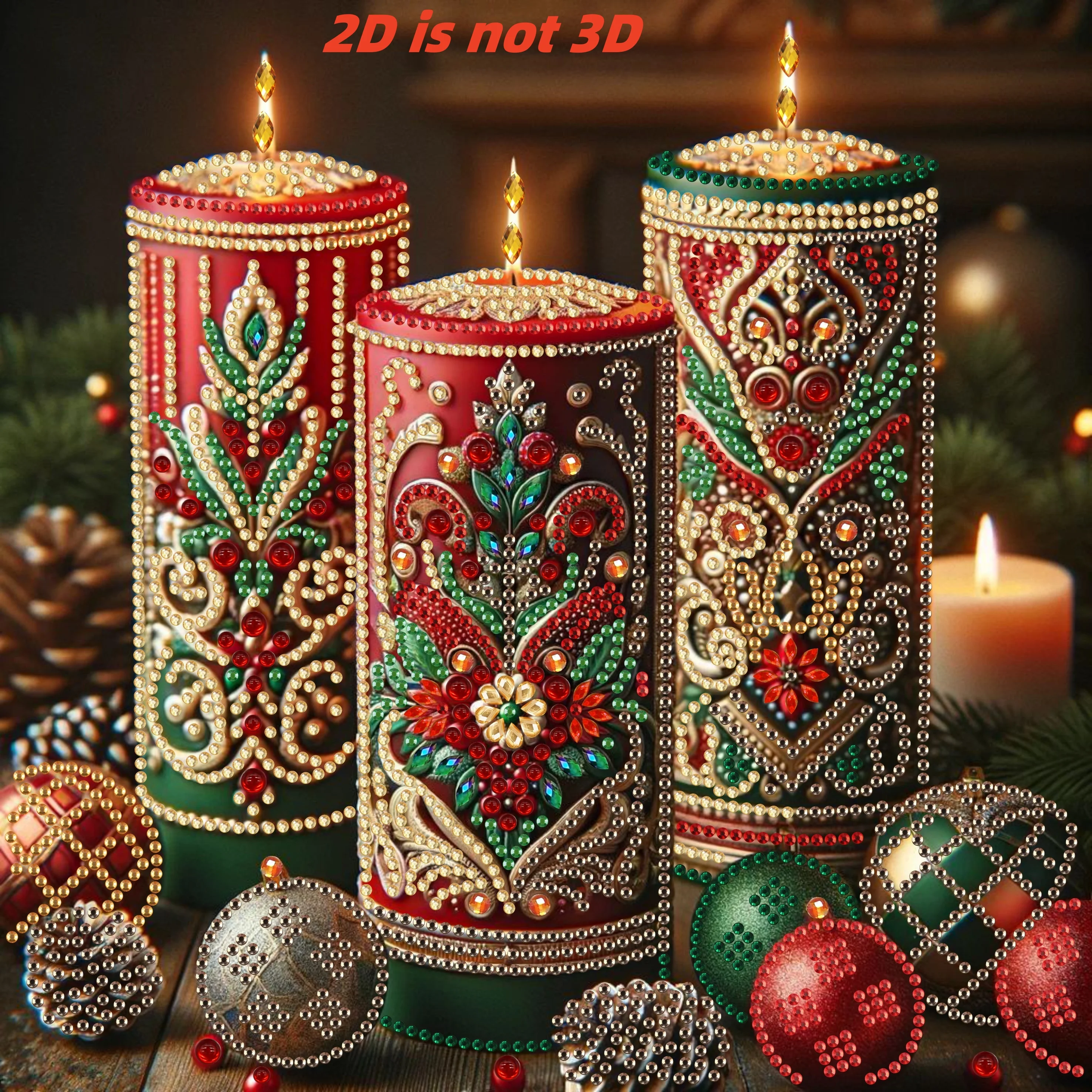 5D DIY Diamond Painting Flower Kit Red Candle Decoration DIY Alien Diamond Mosaic Art Gift Crafts Wall Home Decoration