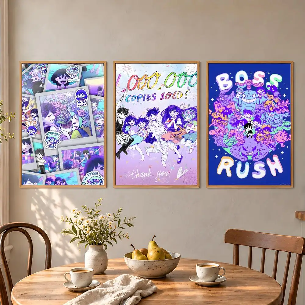 Game OMORI Sunny Basil Aubrey Headspace Poster Aesthetic Wall Art Poster HD Waterproof PP Self Adhesive Bedroom Dorm Room Decor