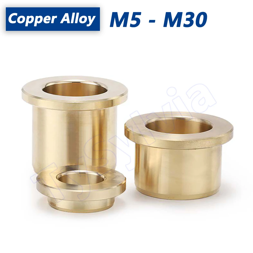 

1PCS Copper Alloy Flanging Sleeve ID M5 to M30 Oilless Bushings Brass Bearing Bushing Guide Sleeves