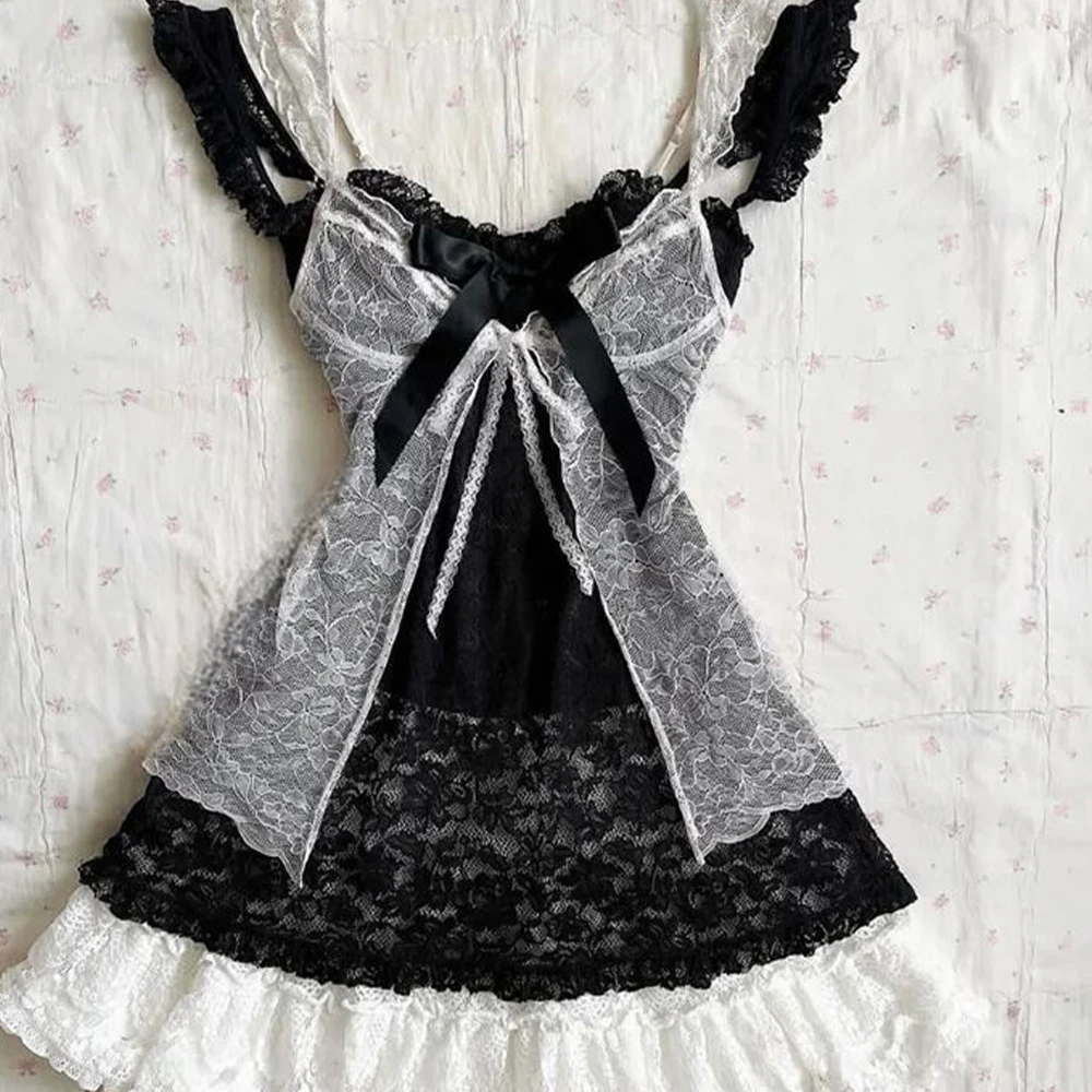 

Lolita Women's Sleeveless Retro Japanese Bubble Skirt Tank Top Loose Retro Cute Daily Wear Beach Vacation Party Fashion Clothing