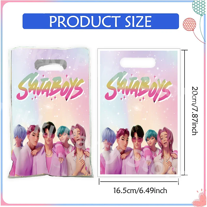 사자보이 파티 가방 데몬 헌터 생일 장식 플라스틱 선물 가방 캔디 박스 베이비 샤워 소녀 파티 용품 장식