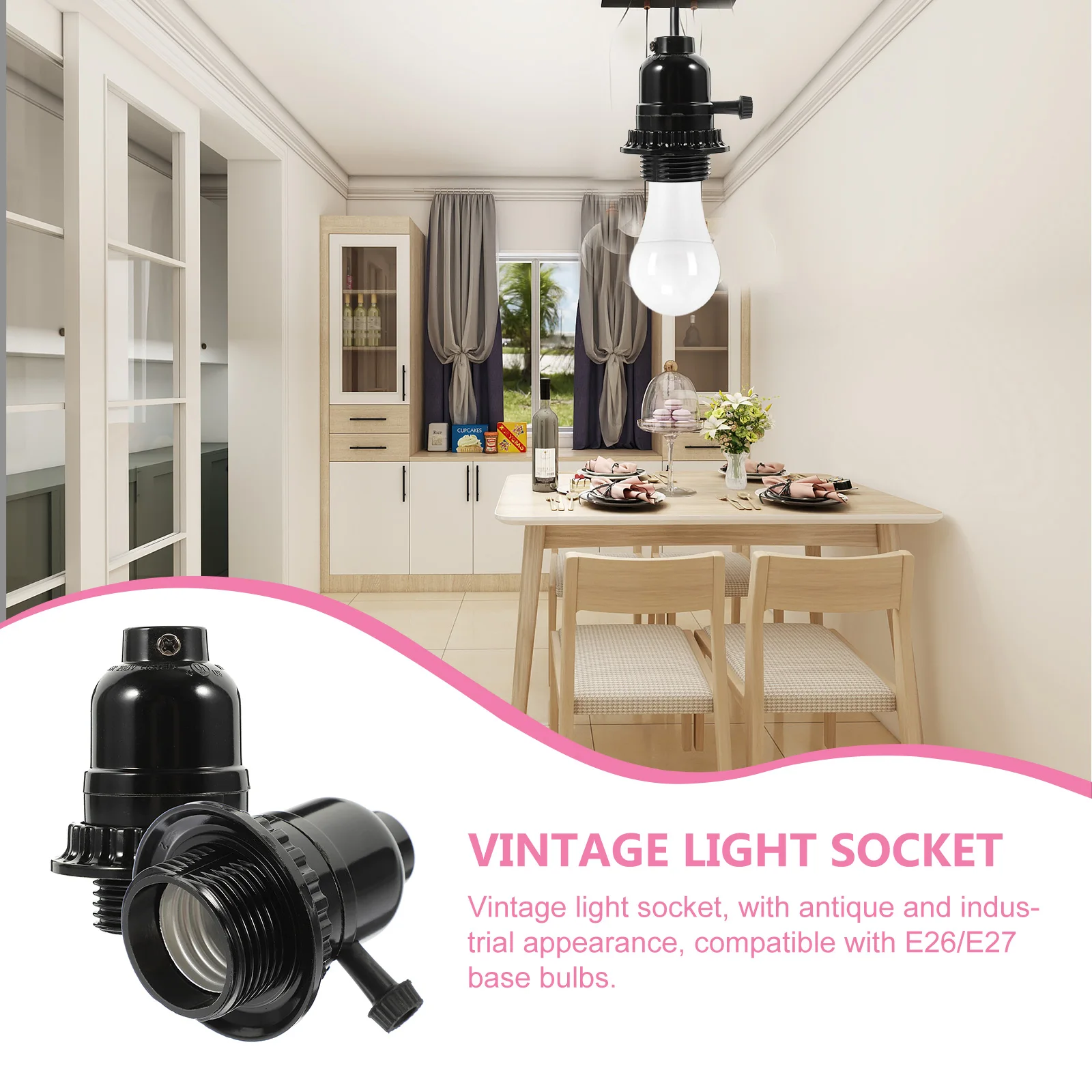 

2pcs E26/E27 Lamp Socket Retro Light Bulb Holder Heat Resistant For Diy Pendant Lighting Decor Sockets Parts
