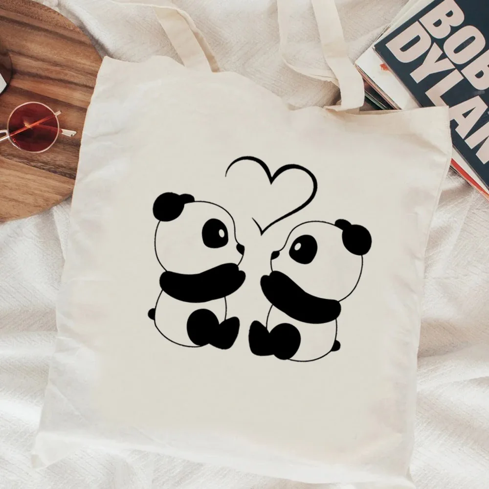 Panda shopping bag shopping handbag reusable bolsa bolso eco bag foldable fabric tote boodschappentas sac tissu