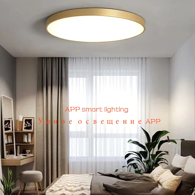 

Modern LED bedroom living room ceiling lamp round ultra-thin electroplating brushed corridor study balcony lighting