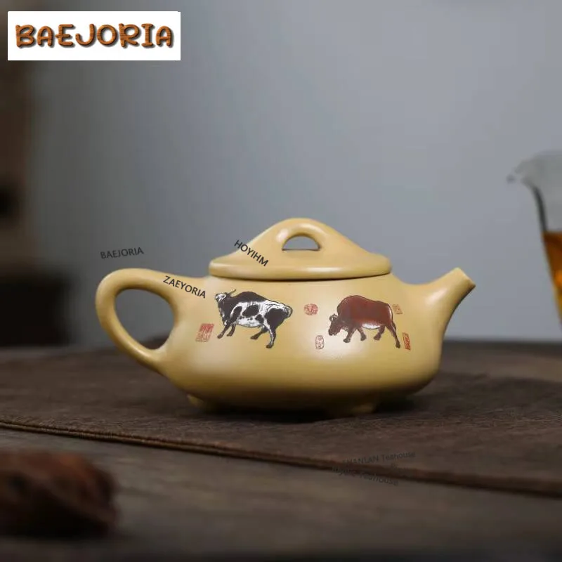 320ml Elegante Yixing Lila Ton-Teekanne, handgefertigt, Steinlöffel-Design, Rohstein-Teekanne, Chinesische Zisha Teekanne-Kollektion
