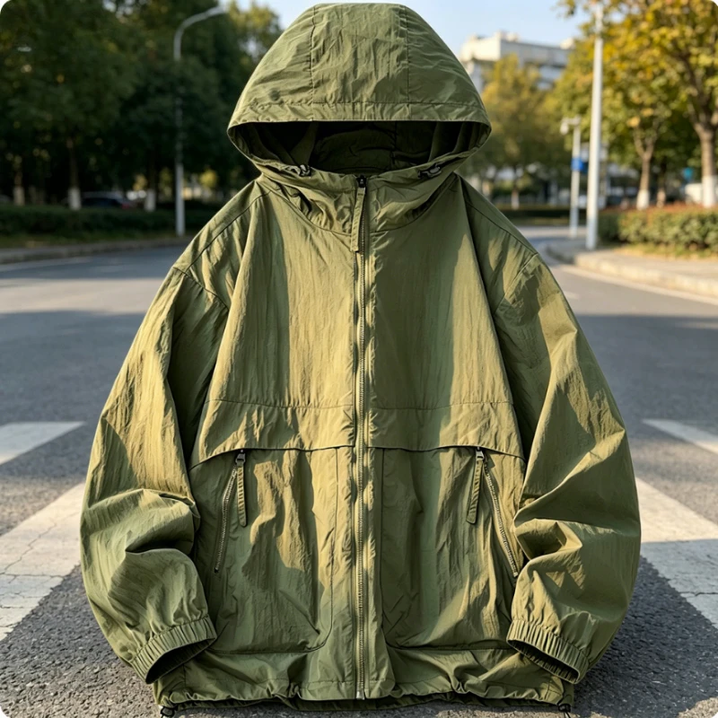 UPF50+ Summer Ice Silk UV Protection Hooded Sun Protection Jacket Men's Outdoor Fishing Hiking Anti-UV Coat Breathable Quick Dry