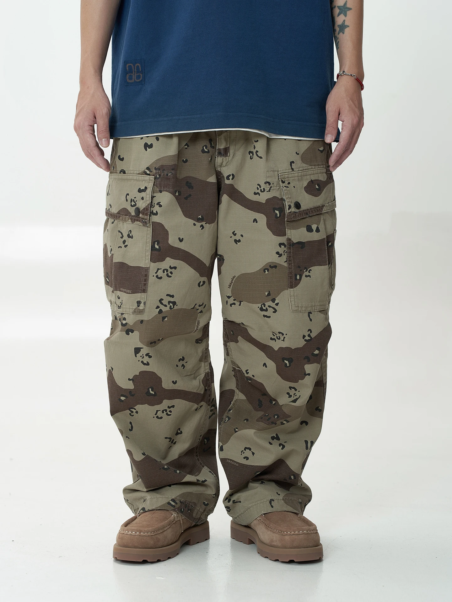 

Retro Desert Camouflage Loose Fit Straight Leg Casual Pants for Men with kets Workwear Sle Autumn Cotton Trousers