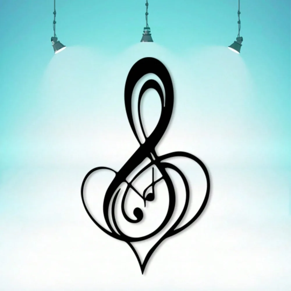Arte de pared de metal vintage, diseño de corazón musical con clave de sol, decoración para el hogar, regalo para músicos