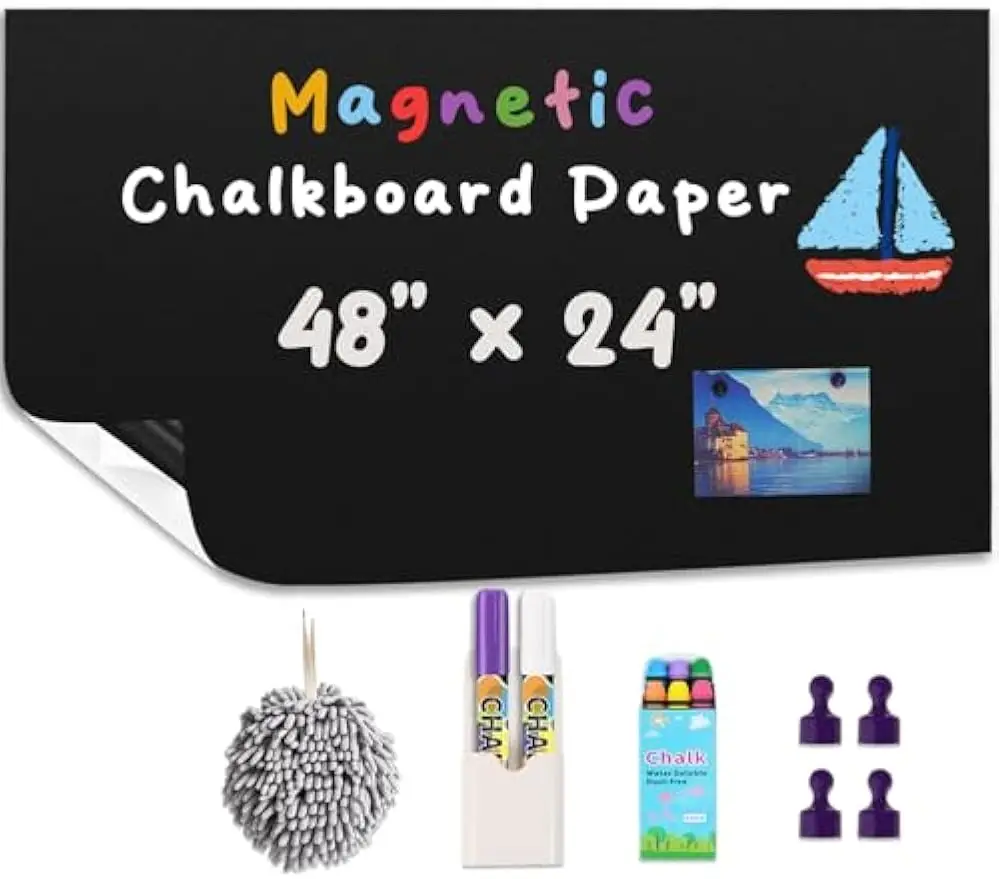 Rolo de papel de parede de quadro magnético autoadesivo 48x24 polegadas com kit inicial para decoração de casa