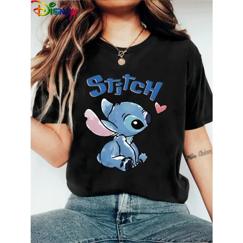 

Новая летняя футболка Disney с милым мультяшным рисунком Микки, футболка из чистого хлопка с принтом, женская футболка, уличная одежда, Harajuku