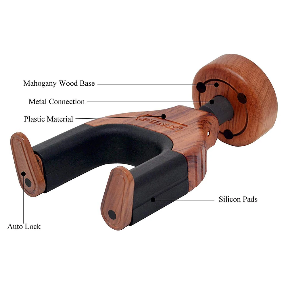 

2 Pcs Solid Wood Hook Detachable Guitar Hanger Hangers Wall Mount for Wall-mounted Bracket Bamboo Hand