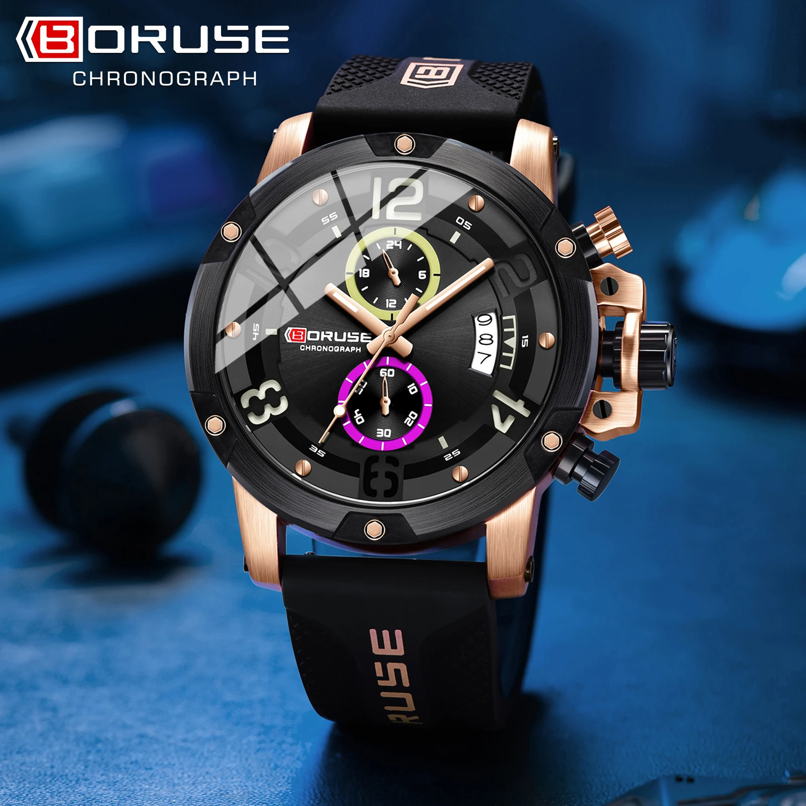 

BORUSE Design Мужские кварцевые наручные часы Брендовые роскошные наручные часы Мужские автоматические часы для мужчин Водонепроницаемые часы