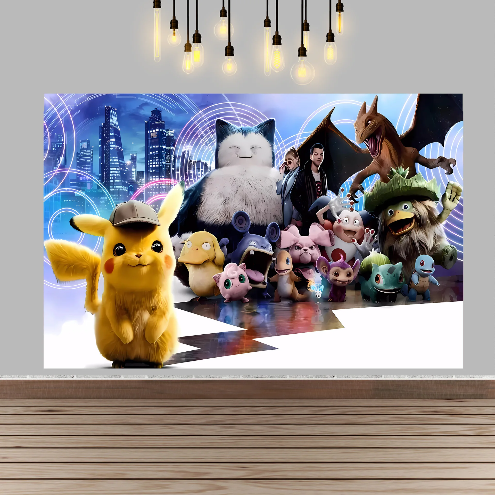 Cartoon Pikachu Photo Background Banner for Children's Birthday Party, Scene Layout, Decorative Background Cloth