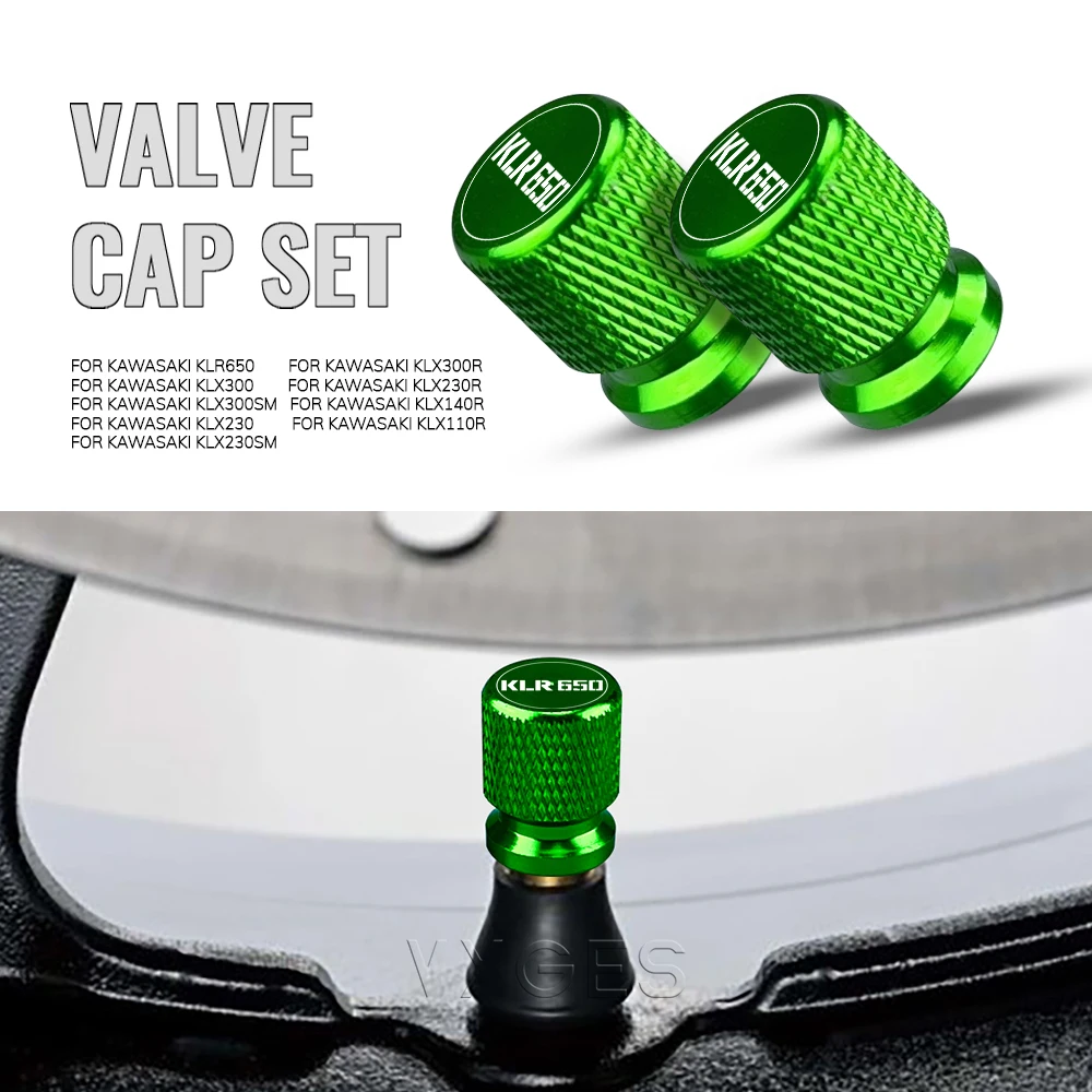 For Kawasaki KLR650 KLX300 KLX300SM KLX230 KLX230SM KLX300R KLX230R KLX140R Motorcycle Standard Valve Cap Set Tire Caps Set