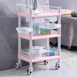 Pink Utility Salon Trolley Storage Professional Spa Organizer Cart Wheels Aesthetics Carrito Spa Barbershop Furniture MQ50TC