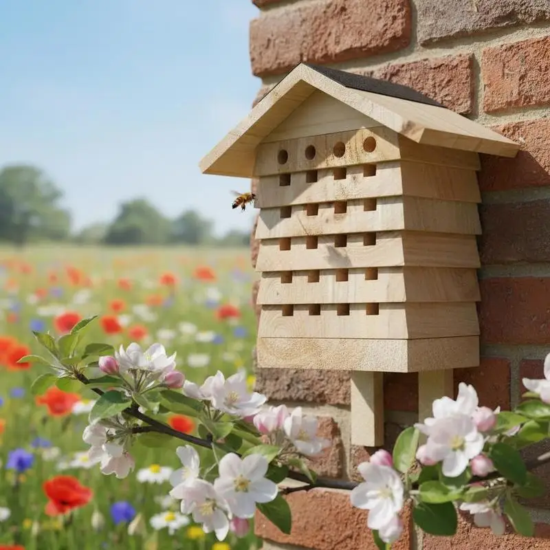 Hôtel pour abeilles en bois de sapin massif 22x20x20 cm, résistant aux intempéries, hôtel à insectes pour abeilles solitaires, abeilles briseuses de feuilles, abeilles briseuses de feuilles sans montage, prêts à l'emploi, nichoirs avec espace intérieur amovible