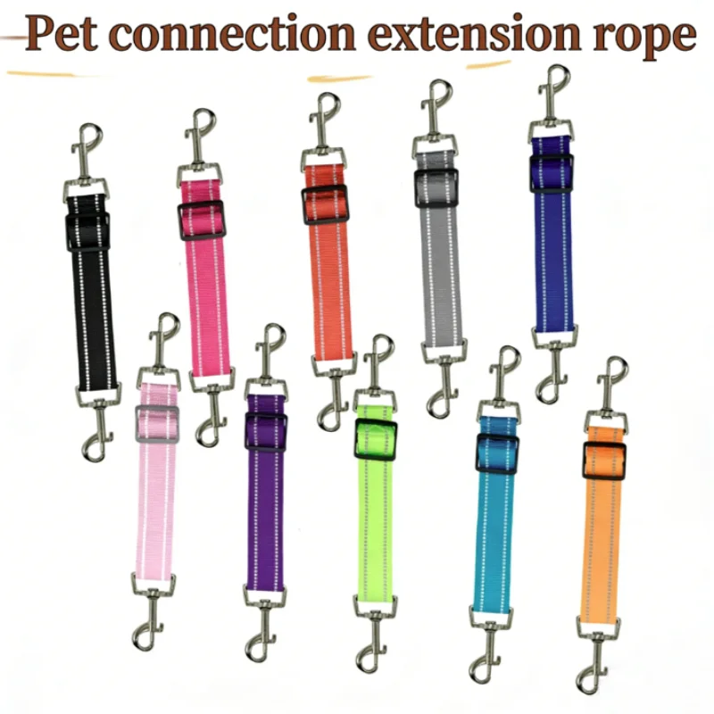 Adjustable Double Hook Telescopic Extension Rope for Dogs And Cats with Night Safety Reflective Strap Pet Combination Accessory