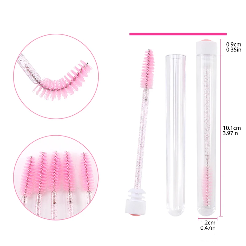 50/100 Eyelash Mascara Brushes Wands Dust-Proof Eyebrow Brush Tube Replaceable Makeup Applicator Reusable