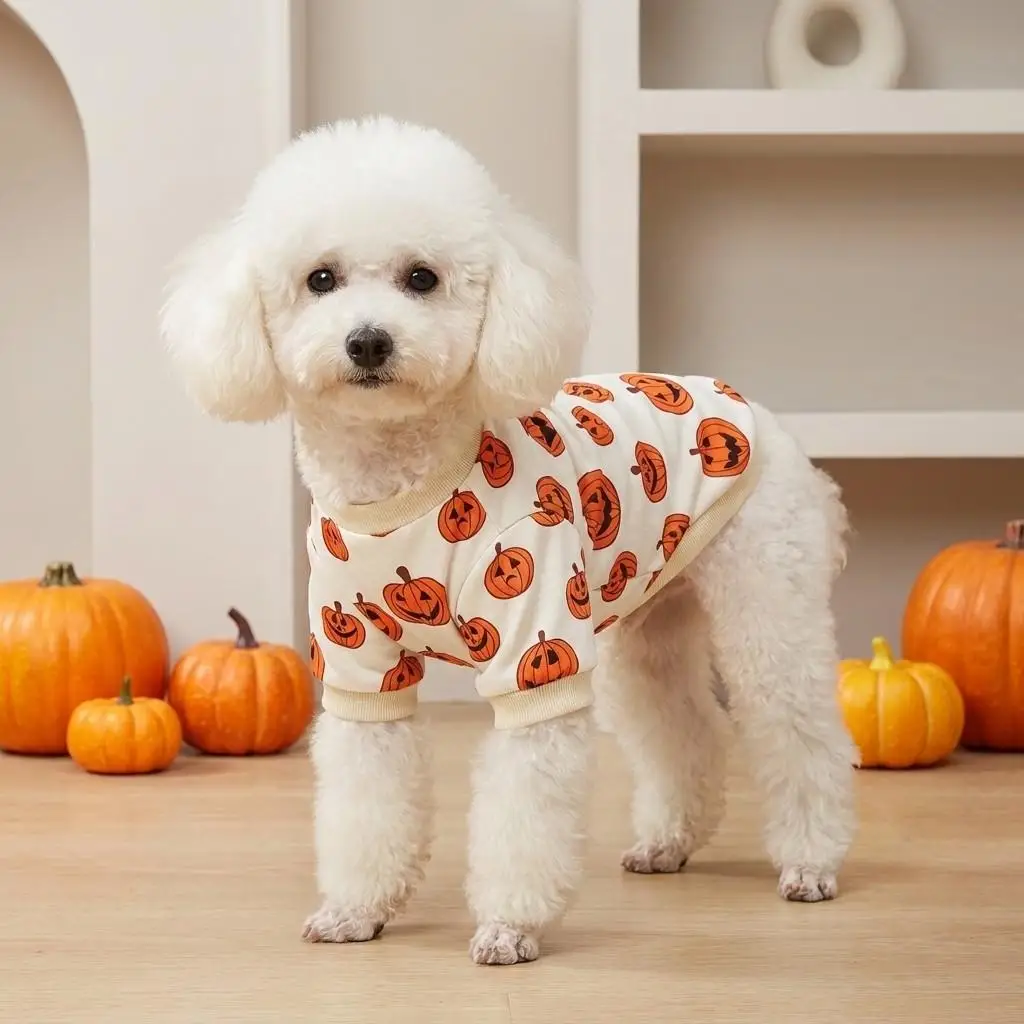 Halloween-Kürbis-Hundepullover, Haustier-Pullover, Welpen-Outfits, Party-Cosplay-Kostüm, Haustierkleidung für kleine und mittelgroße Hunde und Katzen – Detail 8