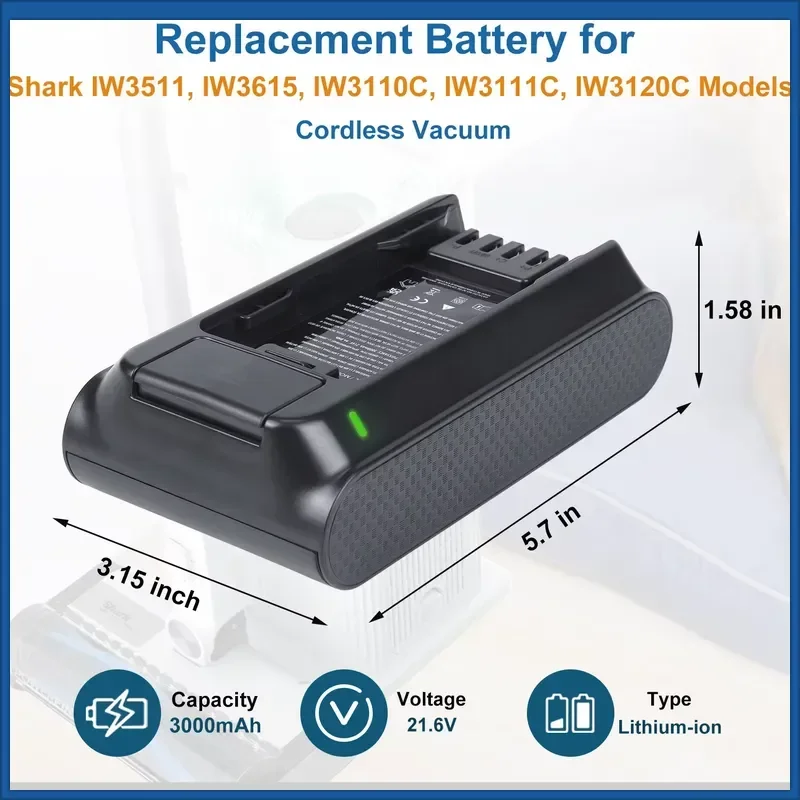 High-Quality 21.6V 3000mAh IW3511 Replacement Li-Ion Battery For Shark XBTR625KSL XBTR625KSLEU Sweeping Robot Battery