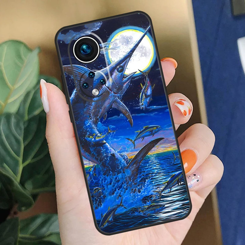 Blue Marlin Painting Case For Honor Magic 7 Lite 5 6 Pro Honor X9a X8b X9b X8a X8 X9 X9c 50 70 90 200 Lite Cover