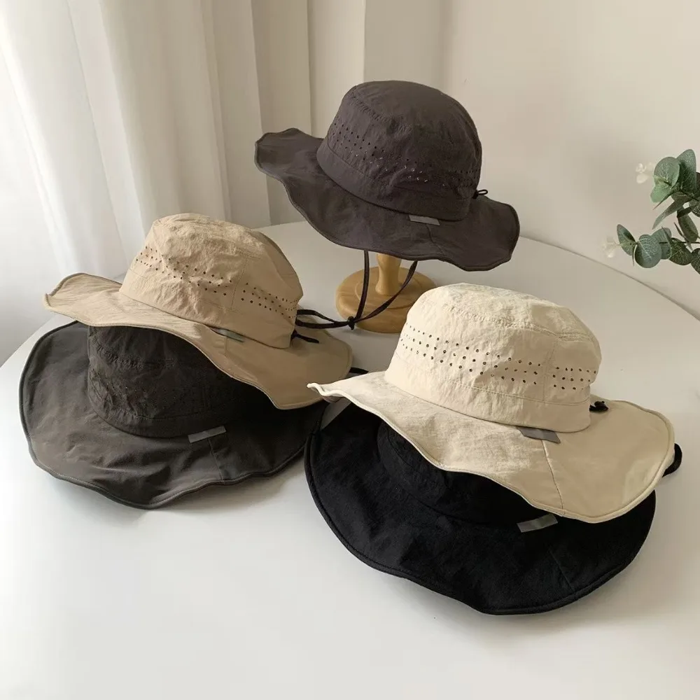 1 Stück Breitkrempiger Schnelltrocknender Bucket Hat Atmungsaktive Sonnenkappe für Paare Outdoor Reisen Wandern Angeln Lässige Sommer-Kopfbedeckung