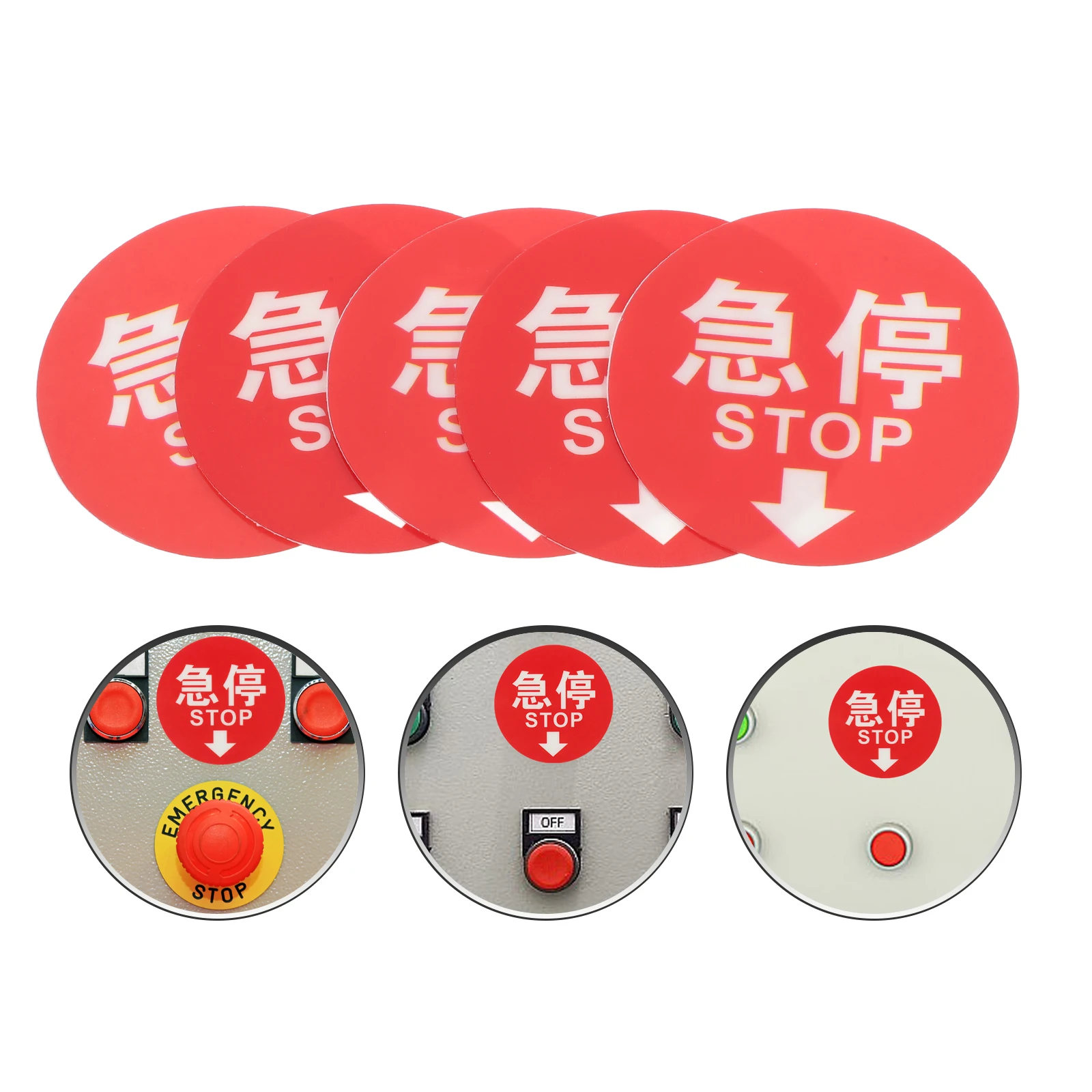 

5pcs Direction Sign Garage Street Signs Emergency Disconnect Sticker Handheld Red Shut Off Arrow Labels