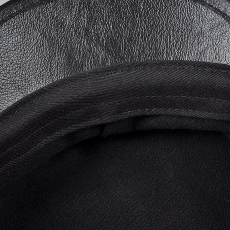 2025 Winter Men/Women Genuine Leather Navy Hats Unisex European/American Streetwear Fitted Black Caps With Belt Outdoor Gorro - Image 4