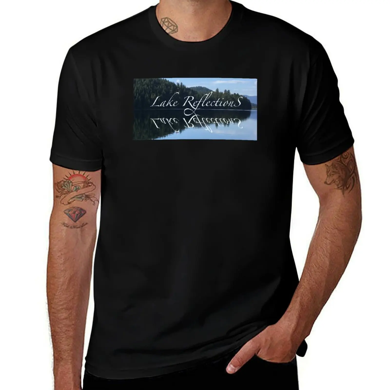 Lake Reflections Series-Forest Point on Lake T-Shirt Plus Size Lightweight Top T-Shirt