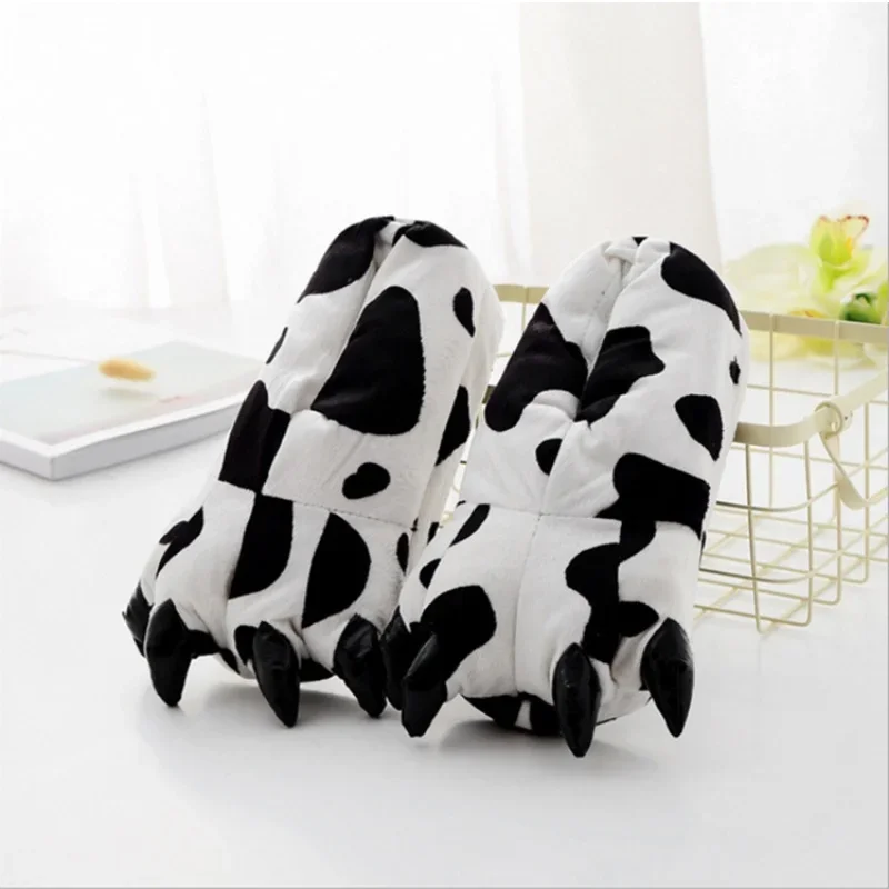 Zimowe Ciepłe Miękkie Kapcie Domowe Damskie Męskie Buty Łapki Śmieszne Zwierzęta Świąteczne Potwory Dinozaury Pazury Pluszowe Do Domu Losowa Podszewka