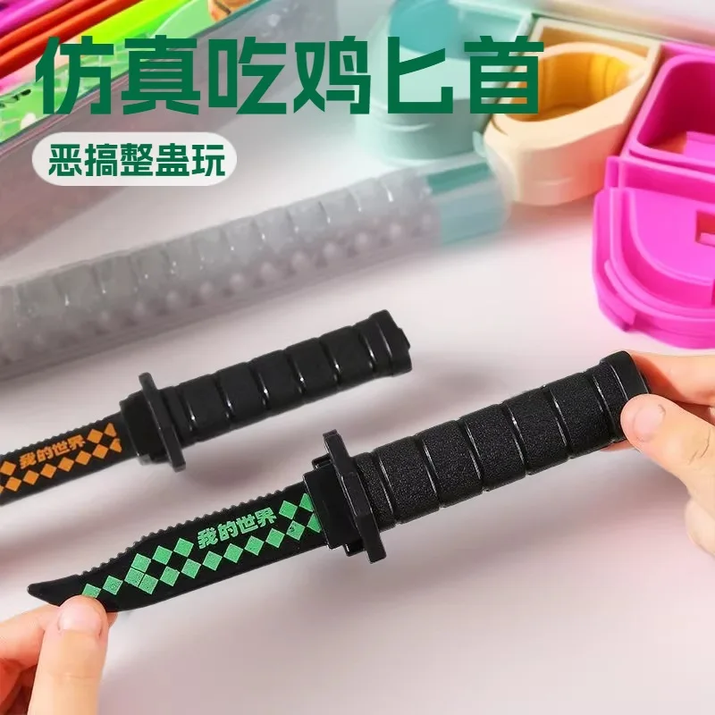 

Retractable Dagger Minecraft Style Spring Loaded PUBG Simulation Prank Gag Toy Halloween Trick Prop Party Favor Wholesale