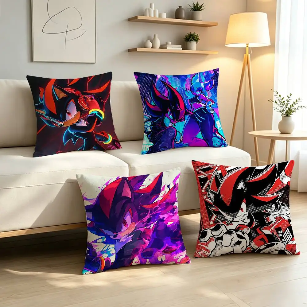 Black Red S-Shadow-w the Hedgehog Pillow Case Pattern Printed Pillowcase For Living Room Sofa Cushion Cover
