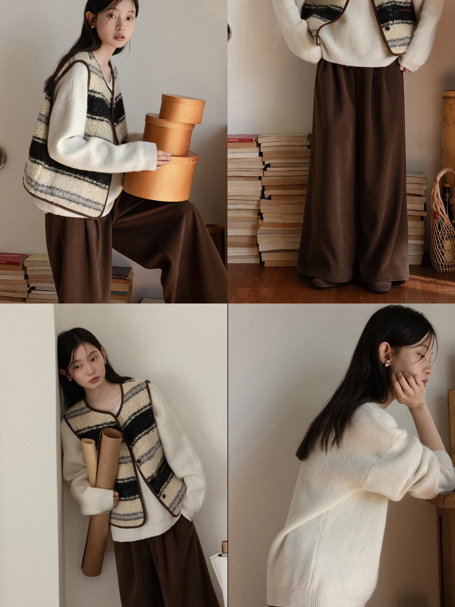 

Свободный вязаный свитер с длинными рукавами и круглым вырезом, белый, женский, зимний, базовый слой, повседневный, мягкий, удобный, дышащий