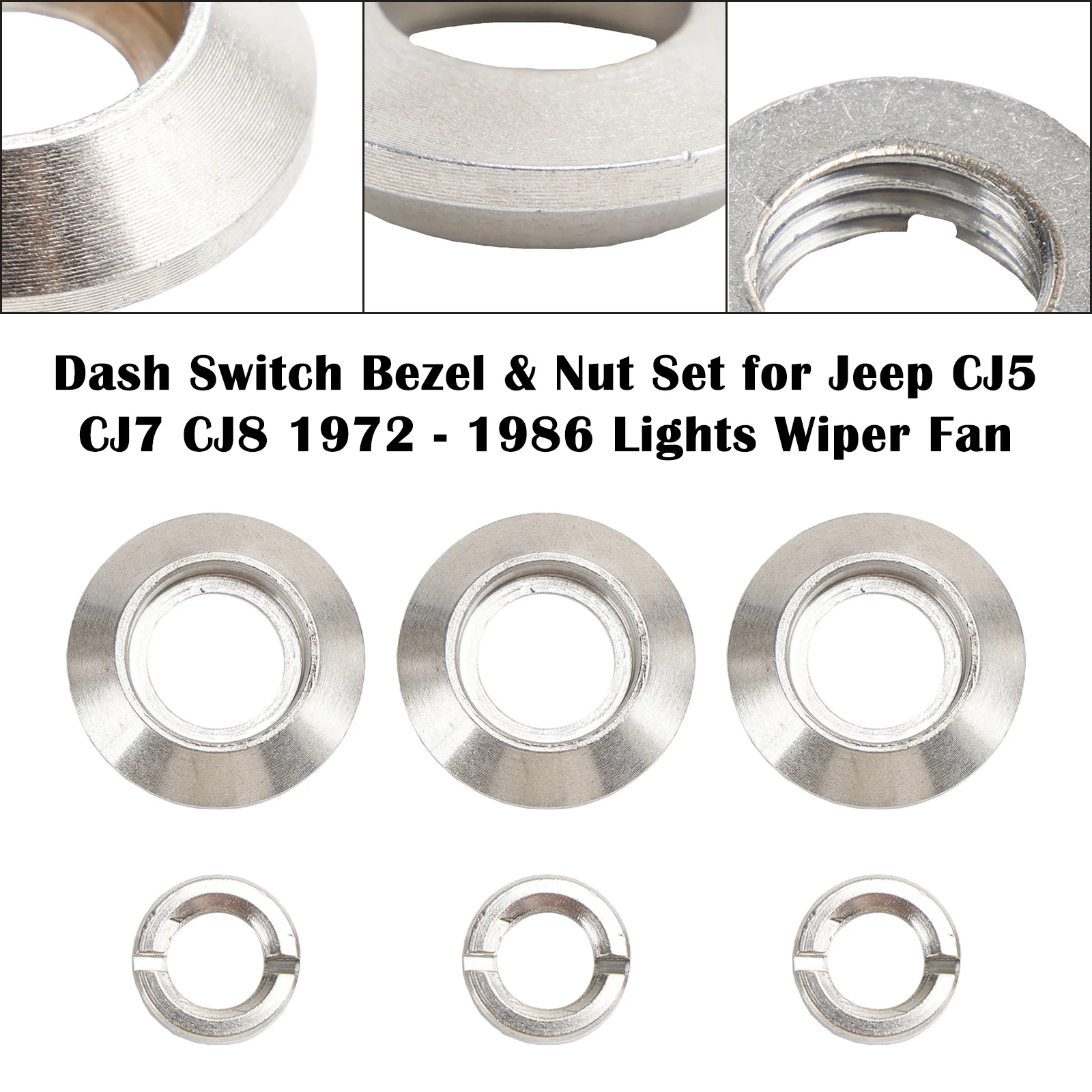 Artudatech Dash Switch Bezel & Nut Set for Jeep CJ5 CJ7 CJ8 1972 - 1986 Lights Wiper Fan