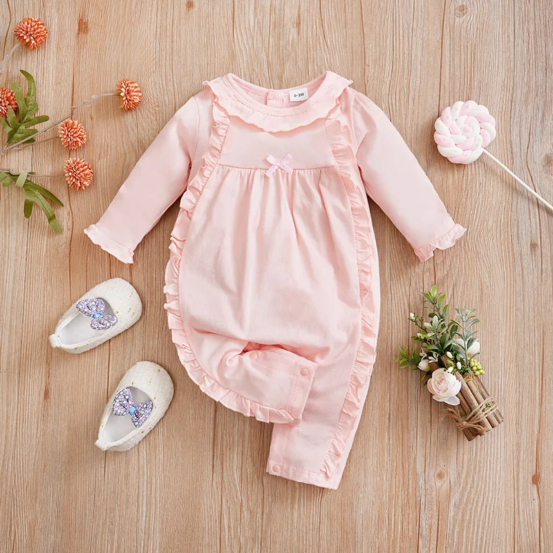 Newborn Baby Girl Clothes pink color girl Comfortable cotton Spring and autumn long sleeves Outfit for Toddler Girl 0-18 Months