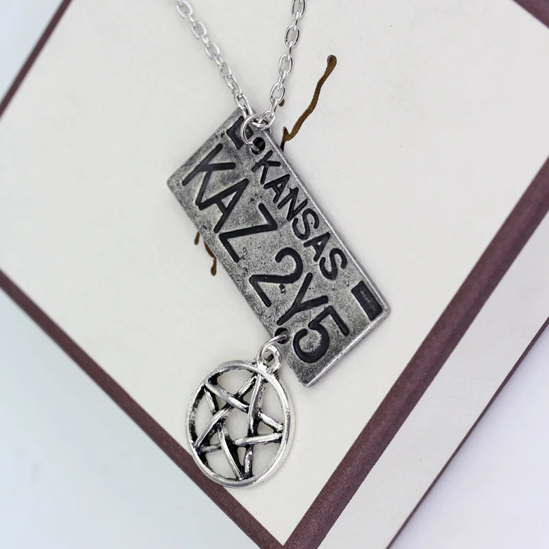 TV SPN Supernatural Dean Cosplay Necklace License Plate Pendant Punk Choker Jewelry Unisex Accessories Fashion Vintage Props view 6