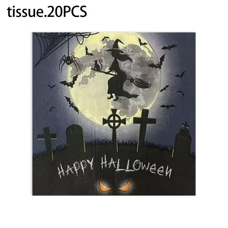 20pcs/Pac 33*33cm 2-Ply New Halloween witch series theme printing creative spooky party napkins decorative paper placemats