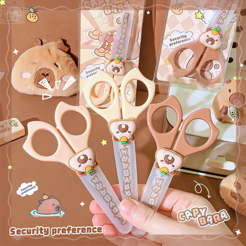 2Pcs Cute Capybara Stationery Scissors Campus Handmade Diy Children's Professional Paper-cutting Mini Scissors