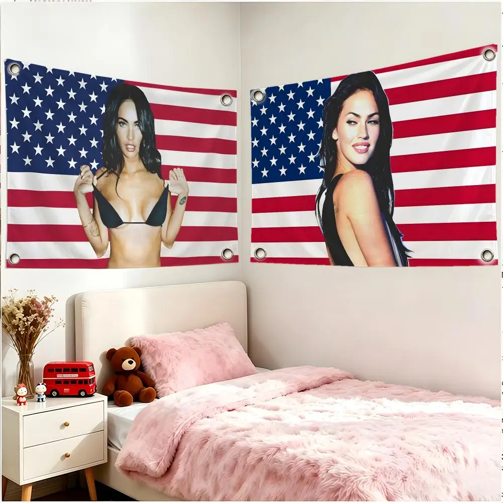 Actor Cinema Megan Fox Flags Borderless Four Ring Ornament Indoor Outdoor Decoration Quick Hang Install