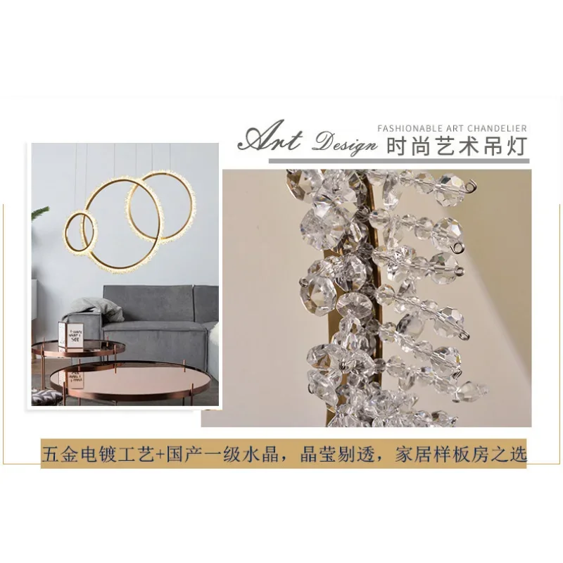 Decorative Chandelier Postmodern Brass Front Desk Circular Art Reception Room Exhibition Hall Crystal Lamp