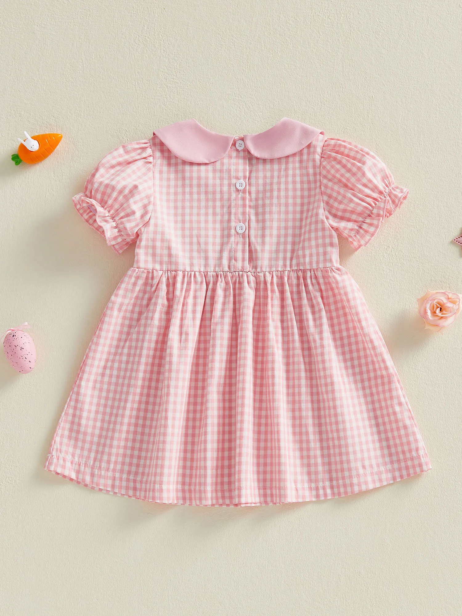 فستان عيد الفصح للفتيات بطبعة زهور بدون أكمام وياقة مكشكشة فستان صيفي مع حزام فيونكة ومجموعة عصابة رأس متطابقة #1