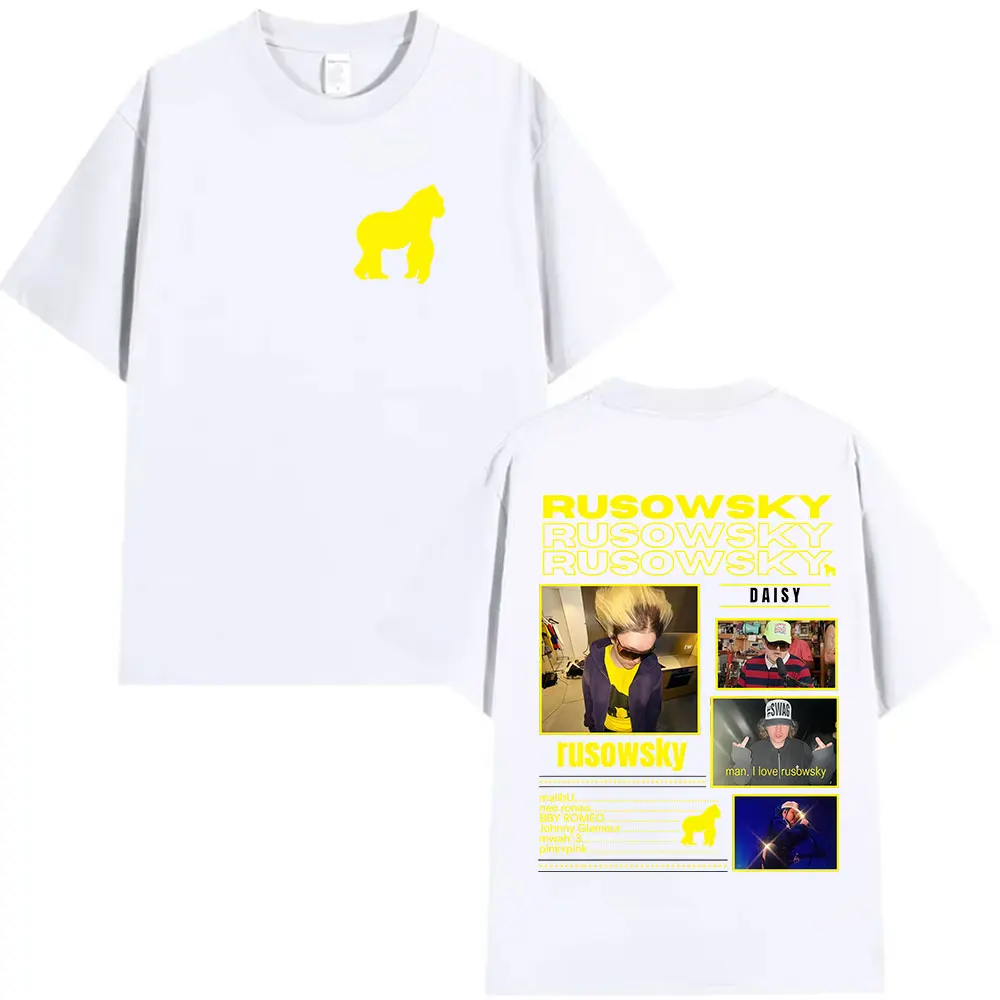 Rapper Rusowsky Daisy Album Tour 2026 Graphic T Shirts Men's Women's Hip Hop Vintage Fashion Oversized Cotton T-shirt Streetwear